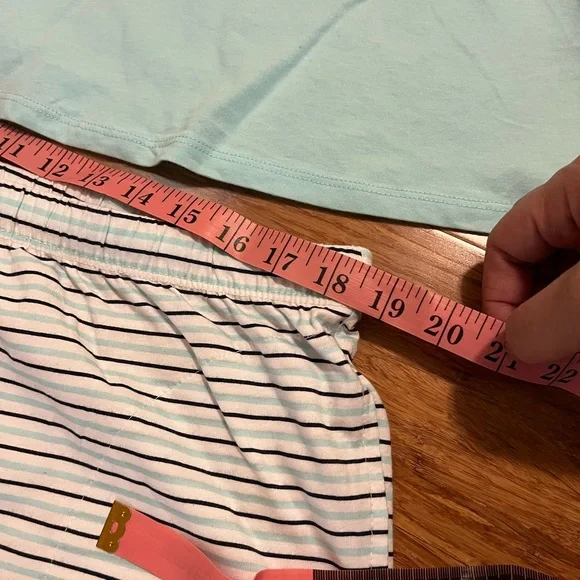 Like New. Carole Hochman Aqua Blue Tank & Blue White Striped Shorts Pajama Set. - Picture 10 of 14